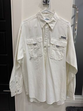 Columbia Cream Button-Up Utility Shirt